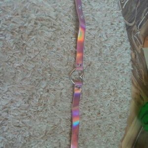 leather Hollographic Heart Chocker